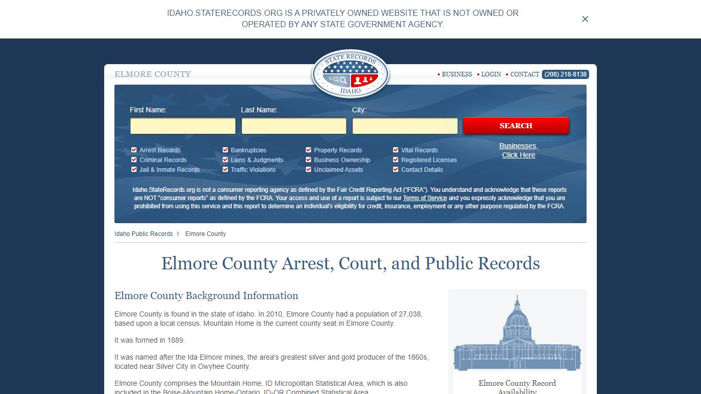Elmore County Arrest, Court, and Public Records